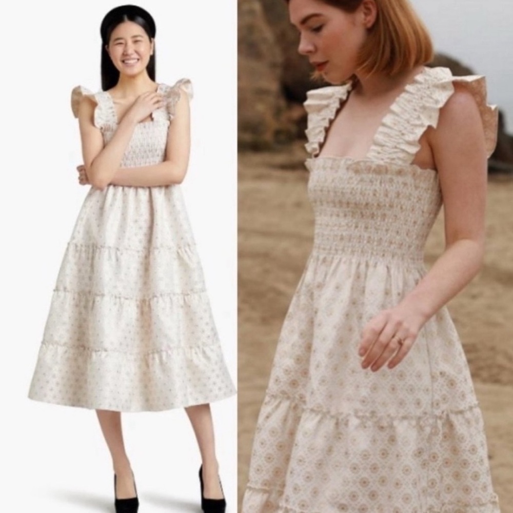 Hill House Gold Jacquard Ellie Nap Dress